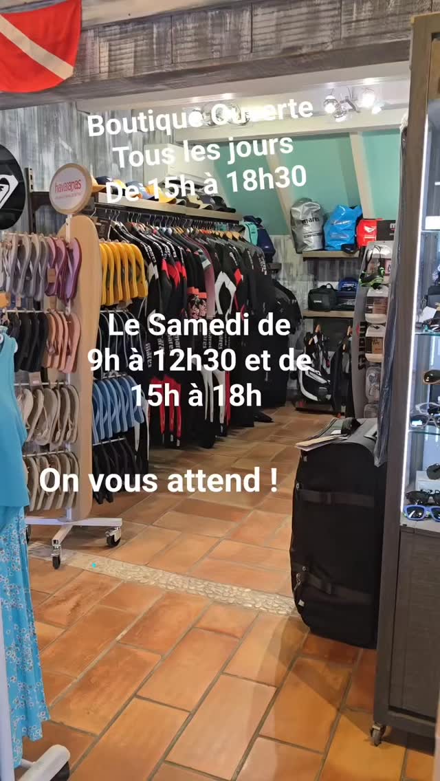 Les bateaux sont au repos jusqu'au 6 octobre mais 
Le rayon plongée à la boutique Quiksilver, lui, est bien ouvert !
✅️Du lundi au vendredi de 15h à 18h30.
✅️Et le samedi de 9h à 12h30 et de 15h à 18h.
Vous avez besoin de complément de matériel, d'un conseil ou faire une réservation pour la reprise ! 
N'hésitez pas à venir nous voir. 
Faites passer l'info !! 👌

#quiksilver #plongeesousmarine #serialdivers